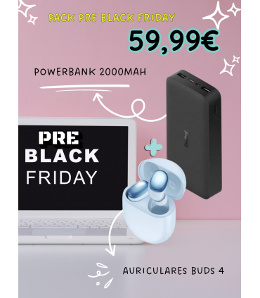 PACK AURICULARES BUDS 4 + POWERBANK 2000MAH