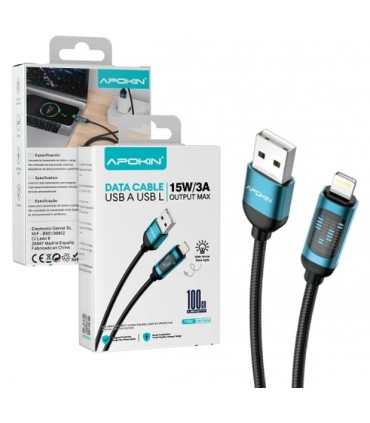 Cable Usb-A a USB Lightning 15W 3A 1M NEGRO